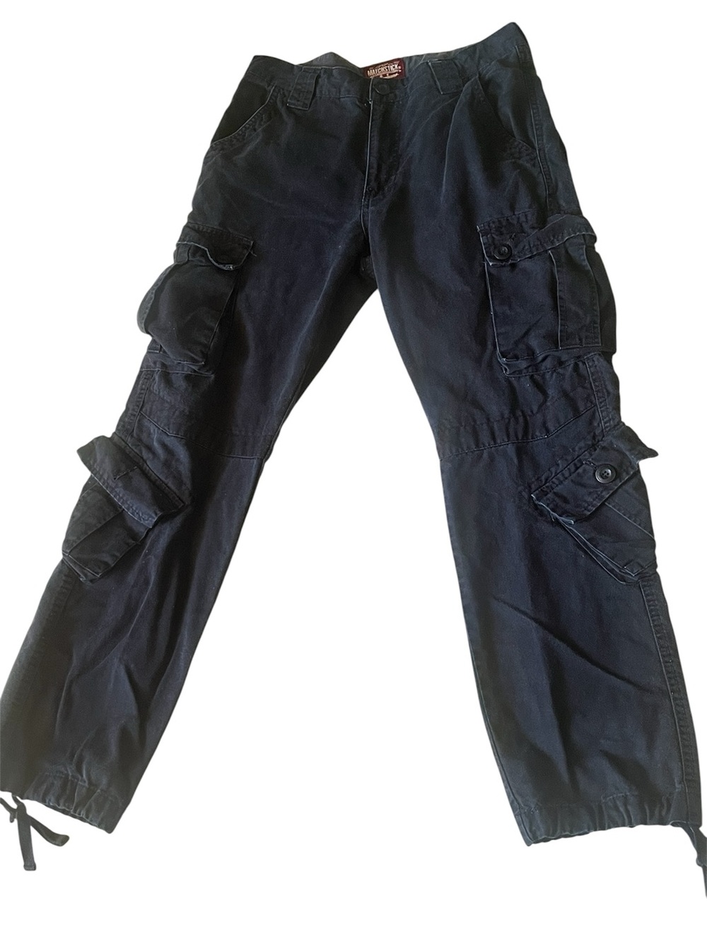 Matchstick Ranch Men's Black Cargo Pants with Multiple Utility Pockets L195